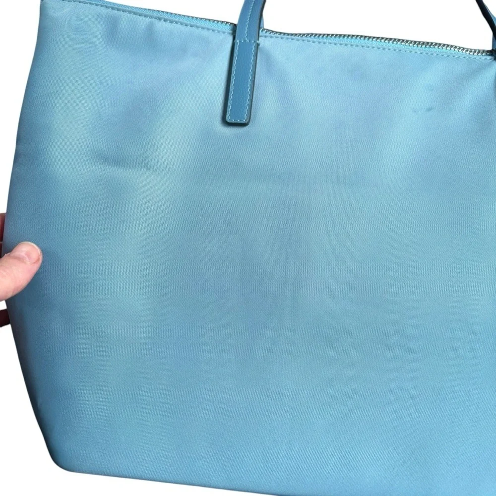 Kate spade blue nylon zipper top tote bag